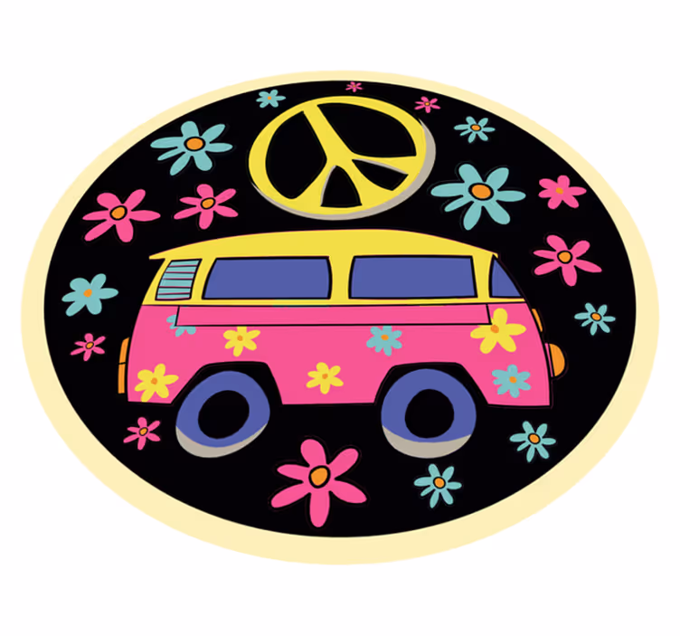 Flower Power Van kids rug - TenStickers