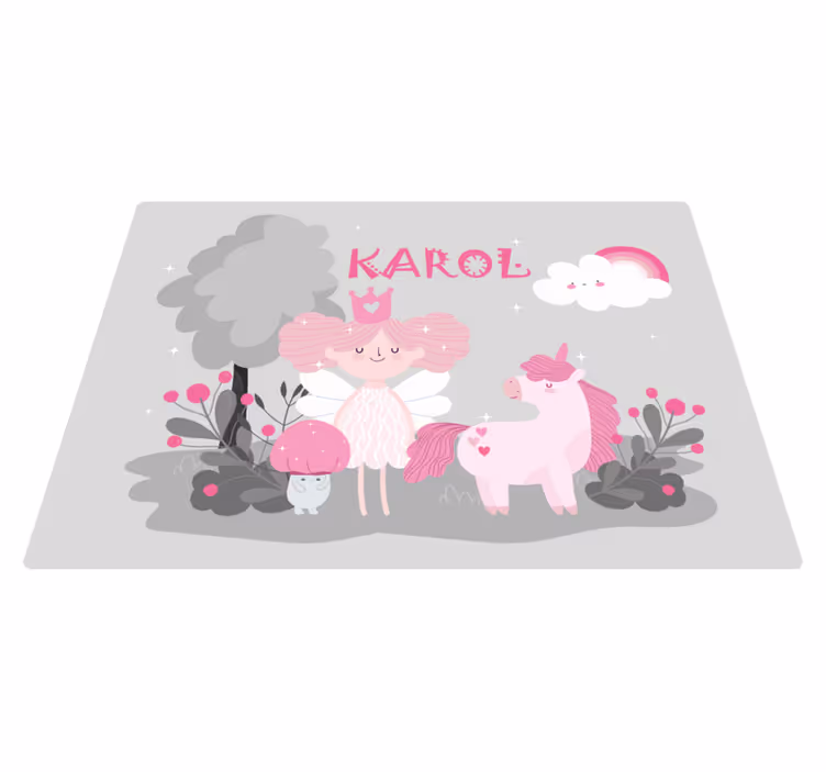 Fairy tale scene with name kids rug - TenStickers