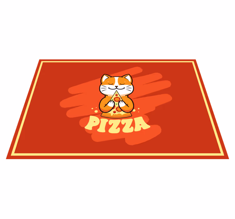 Cute cat with pizza kitchen mat - TenStickers