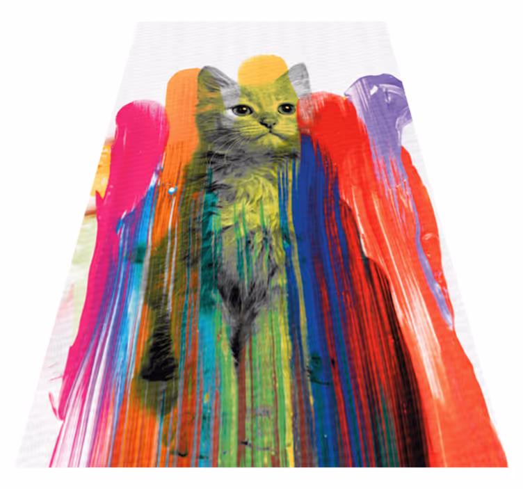 Colorful Cat Portrait modern rug - TenStickers