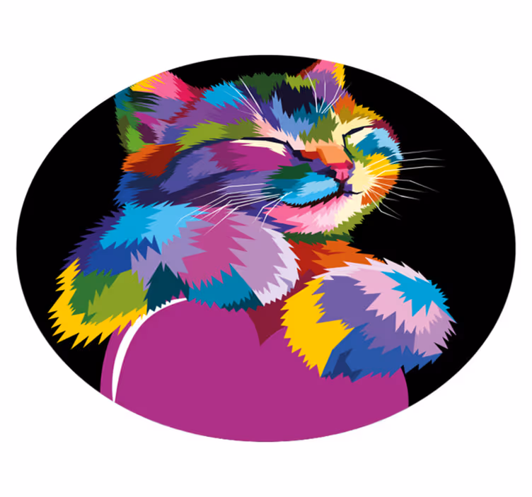 Vibrant Feline Illustration animal mat - TenStickers