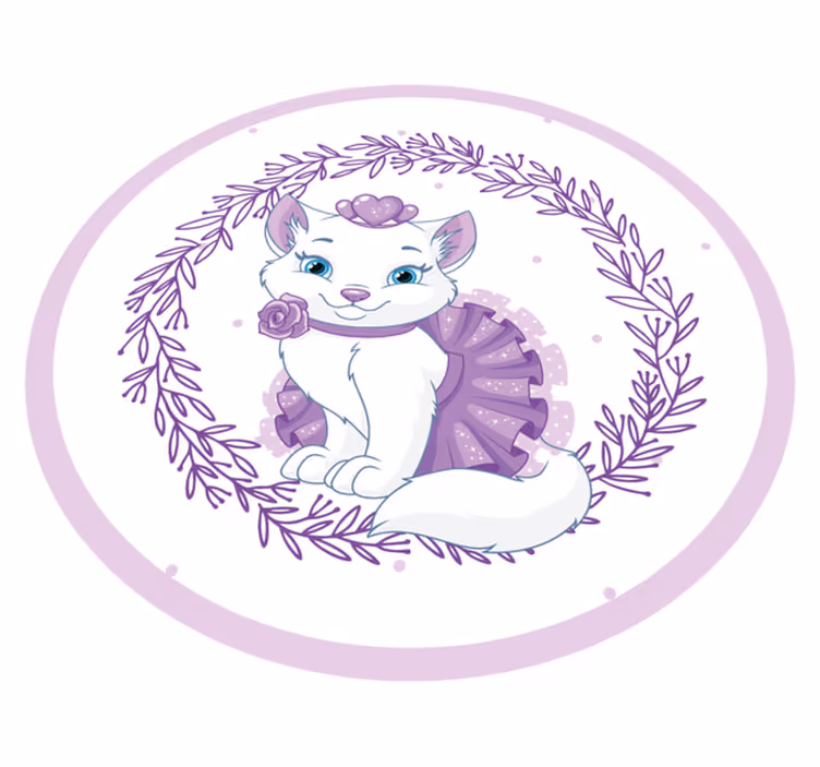 Purple floral kitty nursery rug - TenStickers
