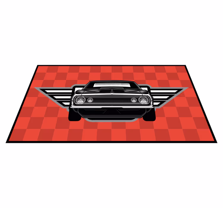 Checkered Muscle Car kids rug - TenStickers