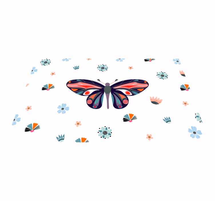 Vibrant butterfly illustration animal mat - TenStickers