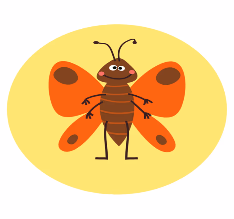 Cheerful Butterfly Character kids carpet - TenStickers