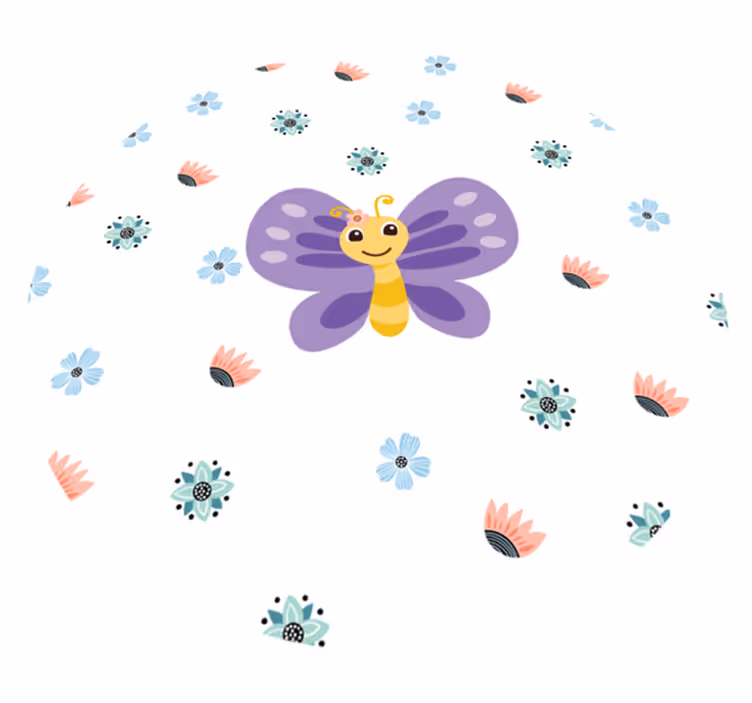 Purple butterfly design kids carpet - TenStickers