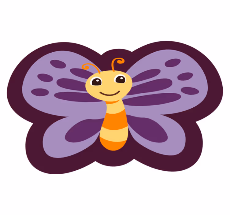 Smiling Butterfly Motif kids carpet - TenStickers