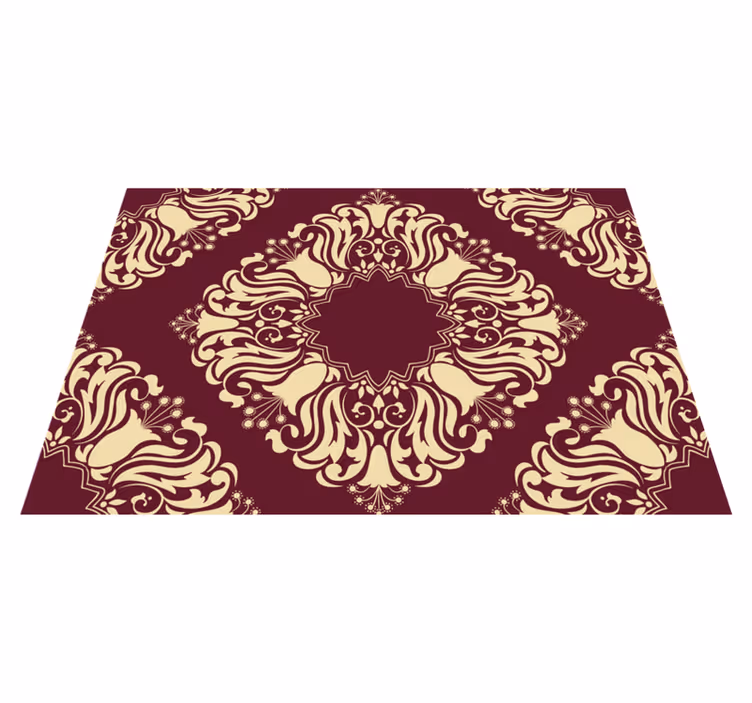 Burgundy Floral Pattern mosaic rug - TenStickers
