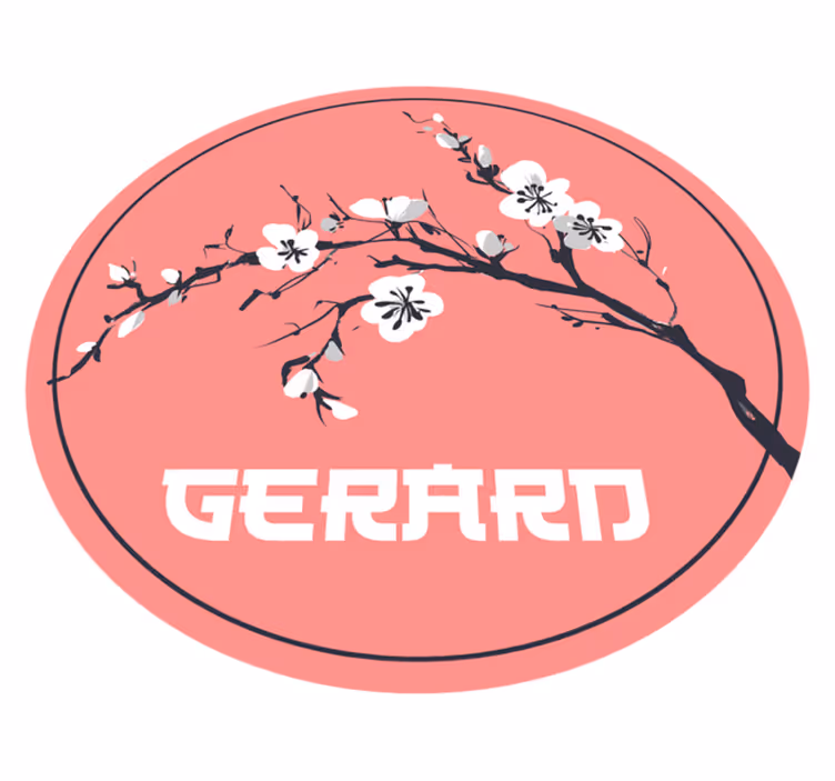 Sakura japanese flowers with name custom mat - TenStickers