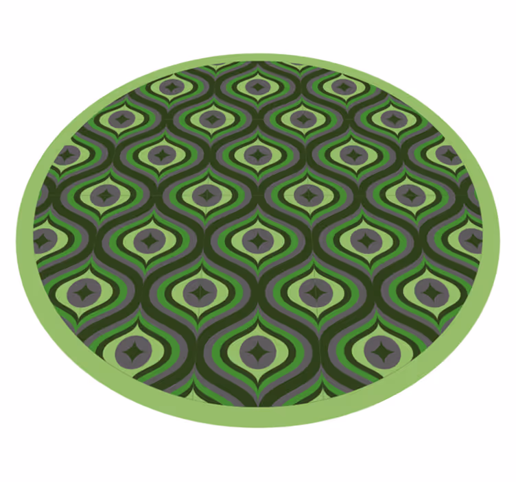 Intricate Green Waves circular rug - TenStickers