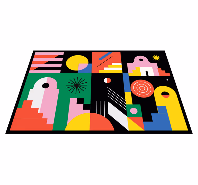 Bold modern shapes geometric rug - TenStickers