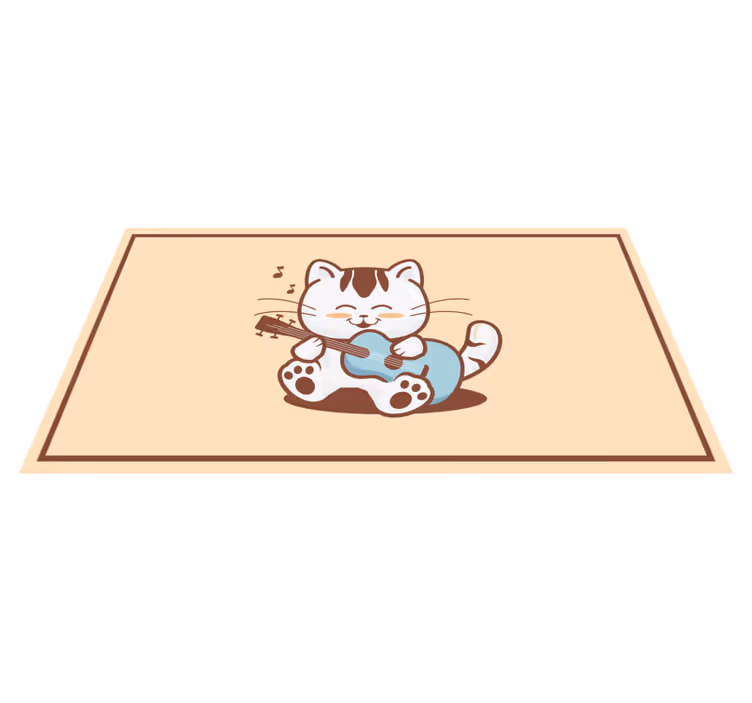 Happy cat musician animal mat - TenStickers