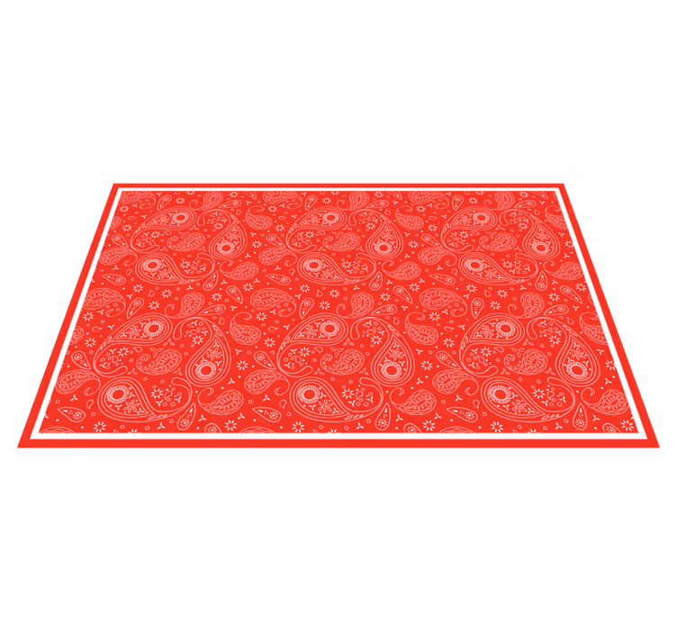 Red paisley pattern map rug - TenStickers