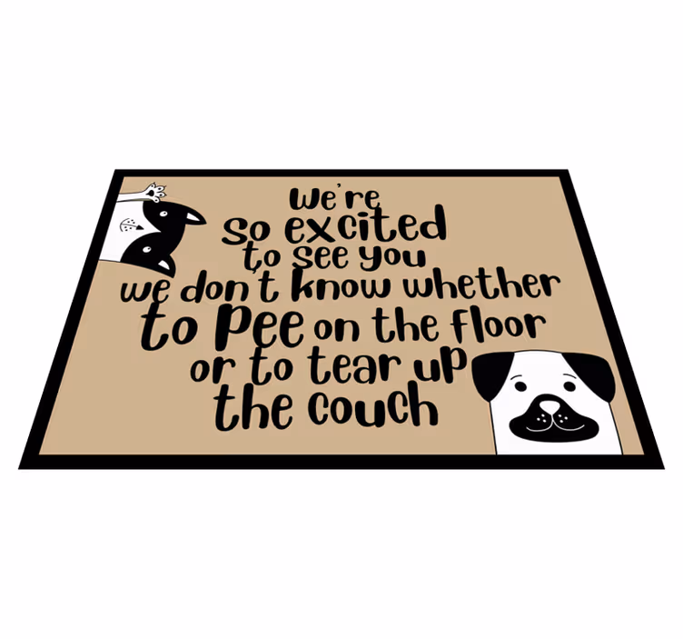 Excited Pups Greeting quote rug - TenStickers