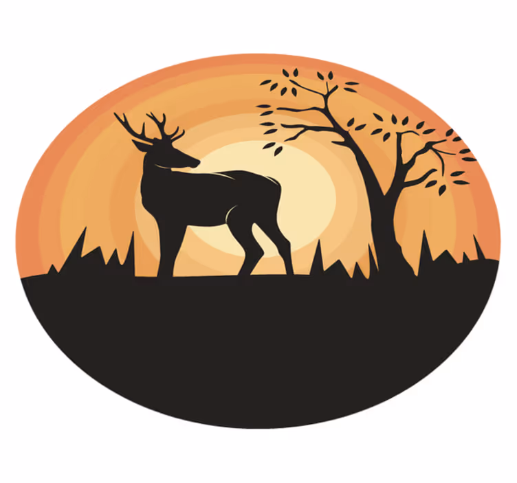 Retro serene deer silhouette vintage rug - TenStickers
