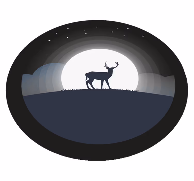 Stag Under Moon circular rug - TenStickers