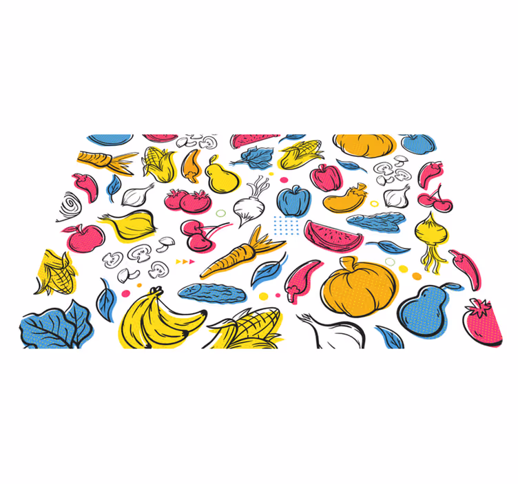 Vibrant fruit illustration kitchen mat - TenStickers