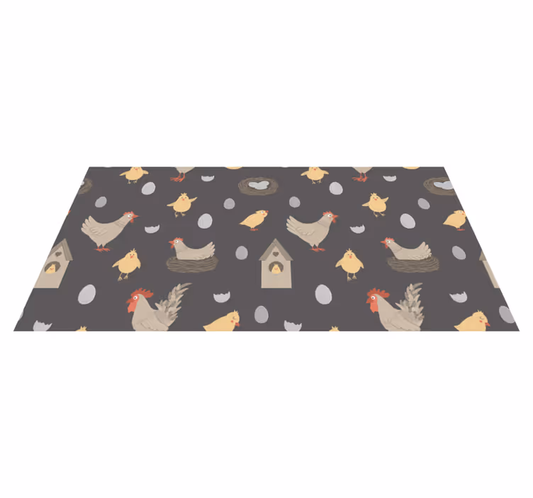CHICKENS AND NESTS PATTERN nursery rug - TenStickers