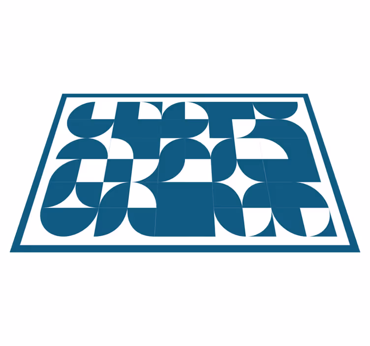 Blue abstract motif geometric rug - TenStickers