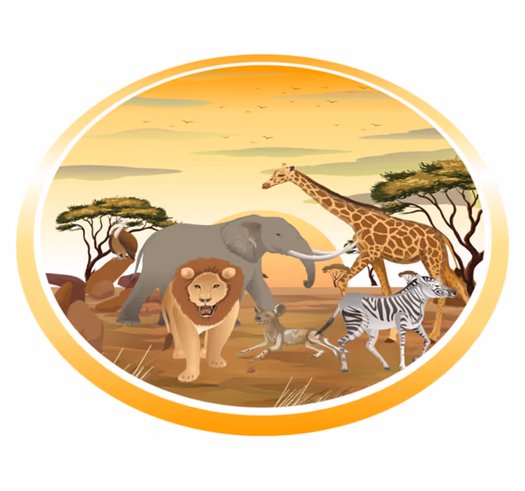 Safari wildlife expedition animal mat - TenStickers