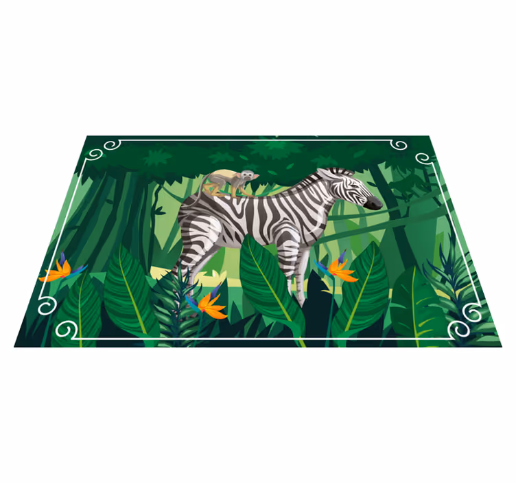 Zebra and monkey animal mat - TenStickers