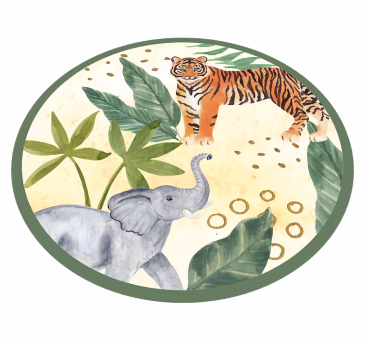 Tropical wildlife scene animal mat - TenStickers