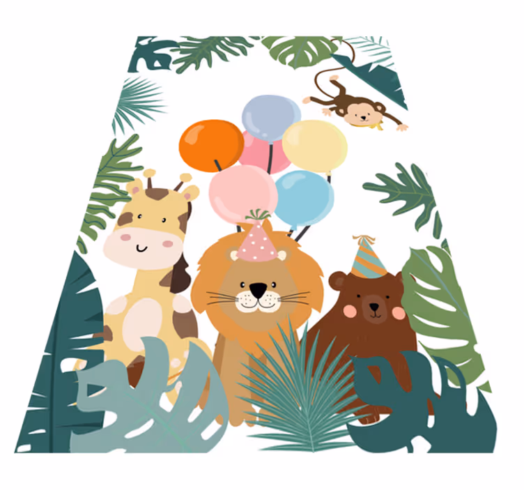 Safari Animal Celebration kids carpet - TenStickers