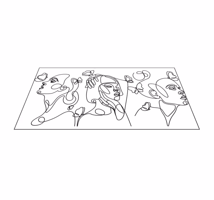 Outlime art faces modern rug - TenStickers