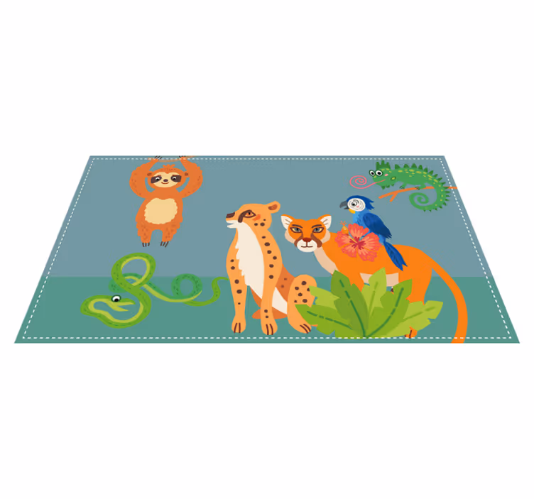 Tropical wildlife play area animal mat - TenStickers