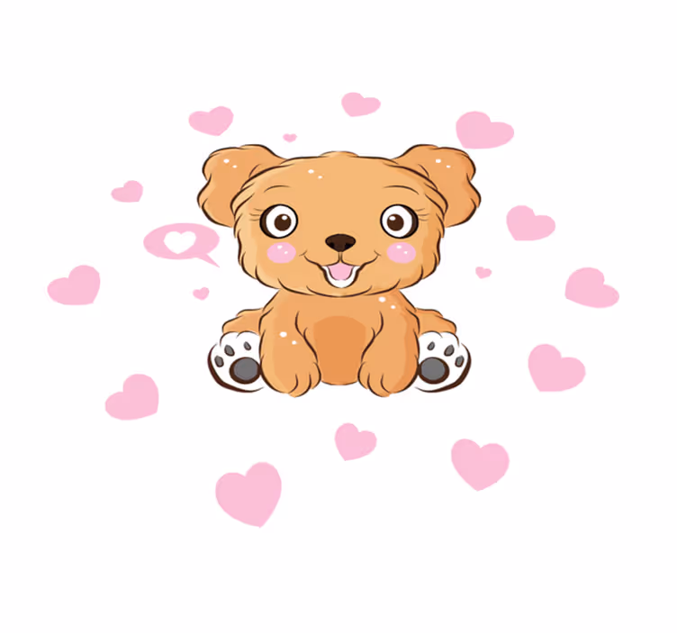 Cute puppy illustration circular rug - TenStickers