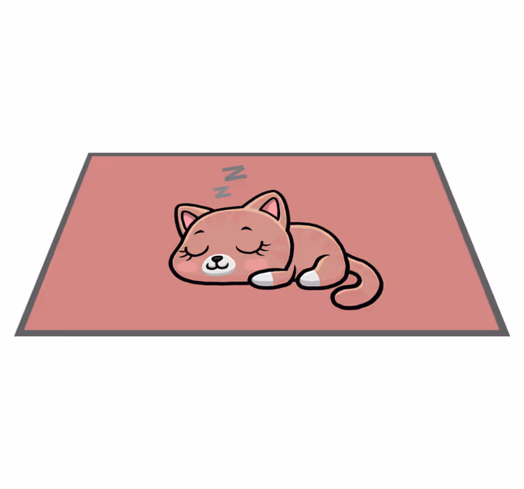 Cute cat sleeping cartoon  animal rug - TenStickers