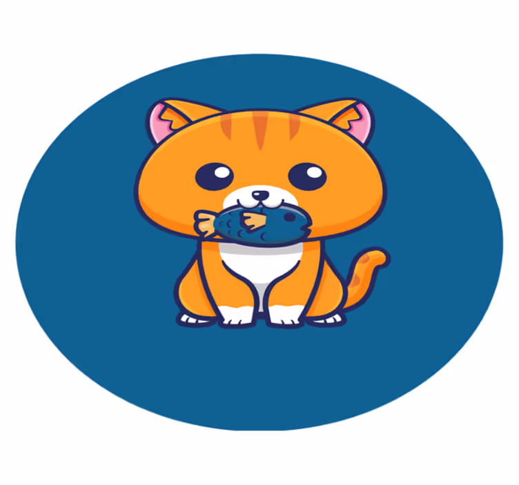 Cartoon Feline Circle animal mat - TenStickers