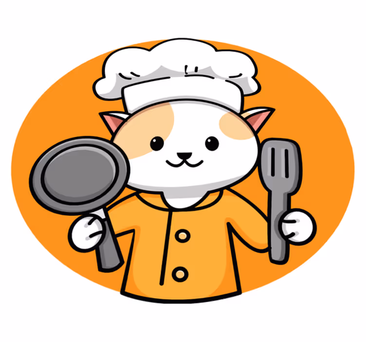 Orange chef cat kitchen mat - TenStickers