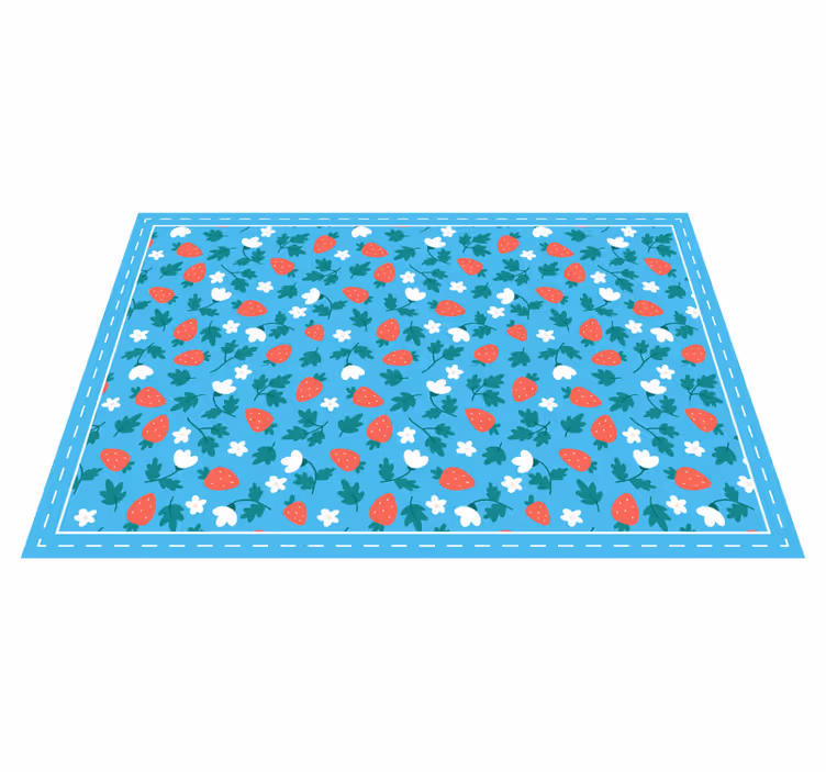Strawberry Floral Motif kitchen mat - TenStickers
