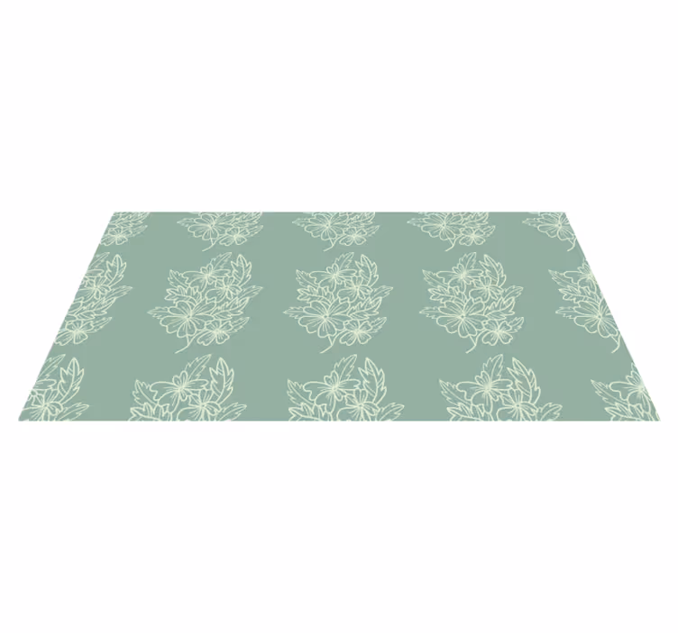Green minimalist nice flower kitchen floor mat - TenStickers