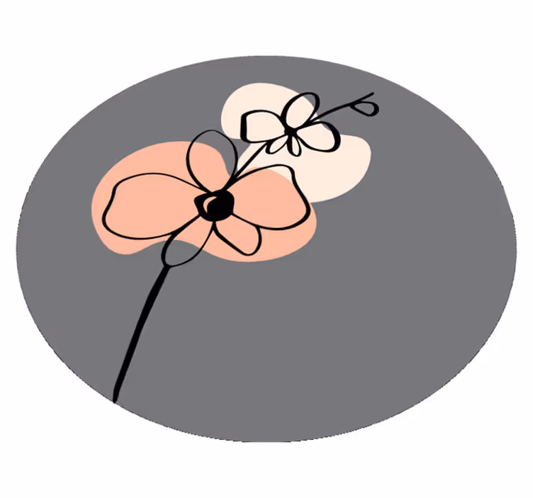 Orchids abstract line art design floral rug - TenStickers