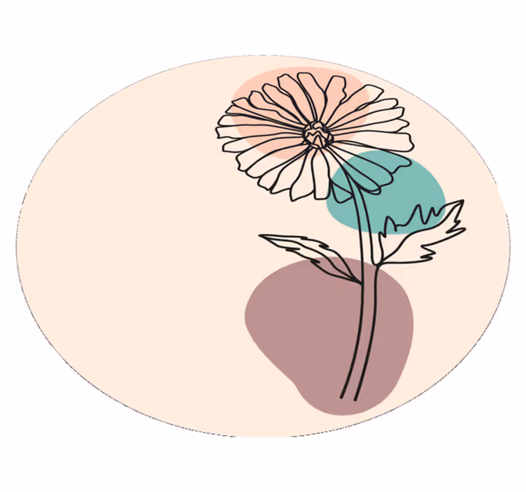 Daisy flower nature line art design floral rug - TenStickers