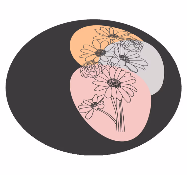 Circle composition floral rug - TenStickers