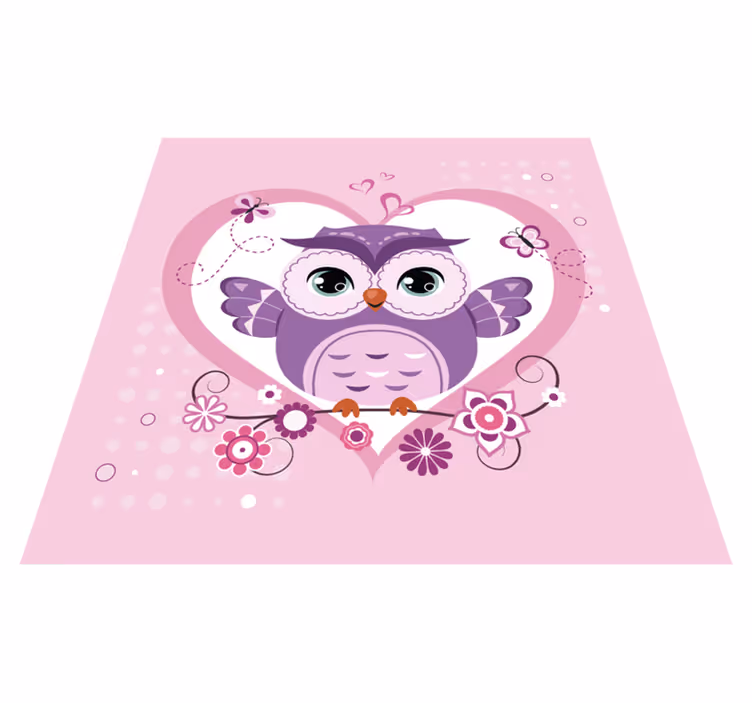 CUTE OWL HEART kids carpet - TenStickers