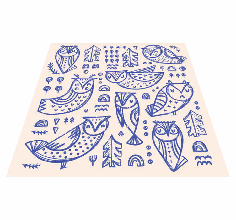 WHIMSICAL OWL PATTERNS kids carpet - TenStickers
