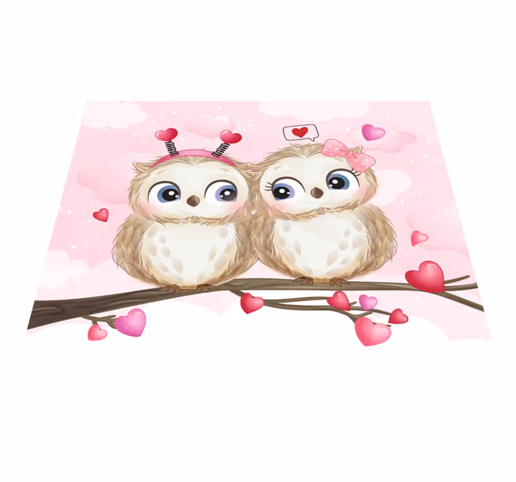 Cute owl couple bedroom carpet - TenStickers