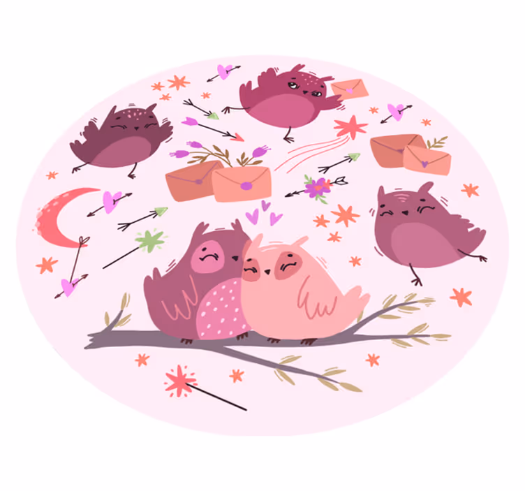 Kids carpet with purple owls design - TenStickers