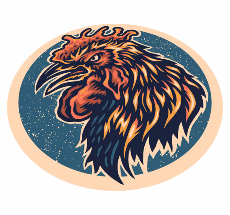 Rooster Head Illustration teenage bedroom rug - TenStickers