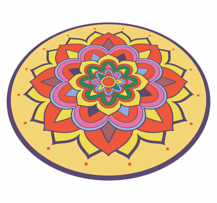 Colorful big flower mandala rug - TenStickers