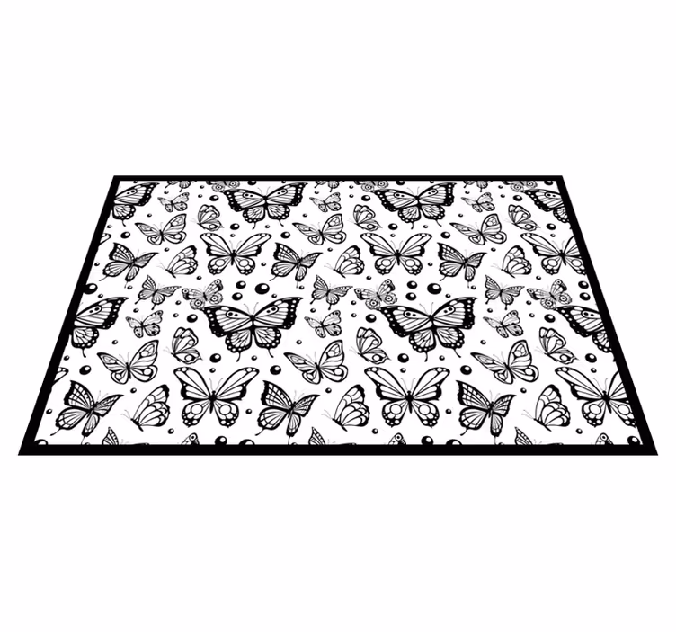 Black Butterfly Pattern floral rug - TenStickers