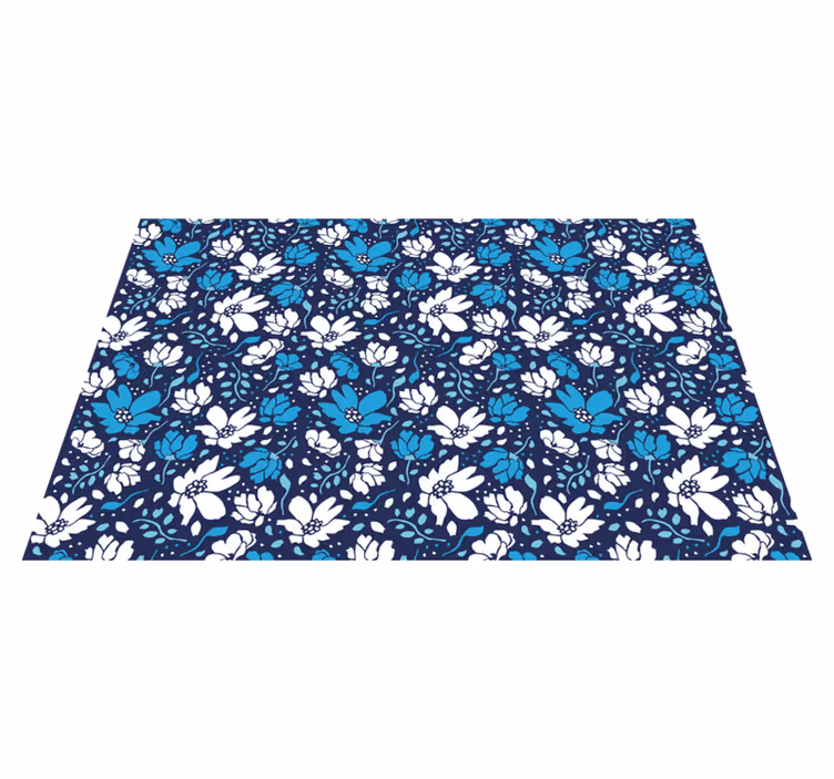 Floral rug in navy floral design - TenStickers