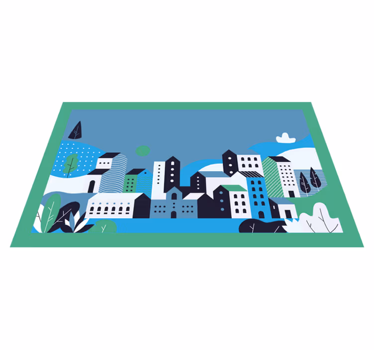 Blue urban landscape kids rug - TenStickers