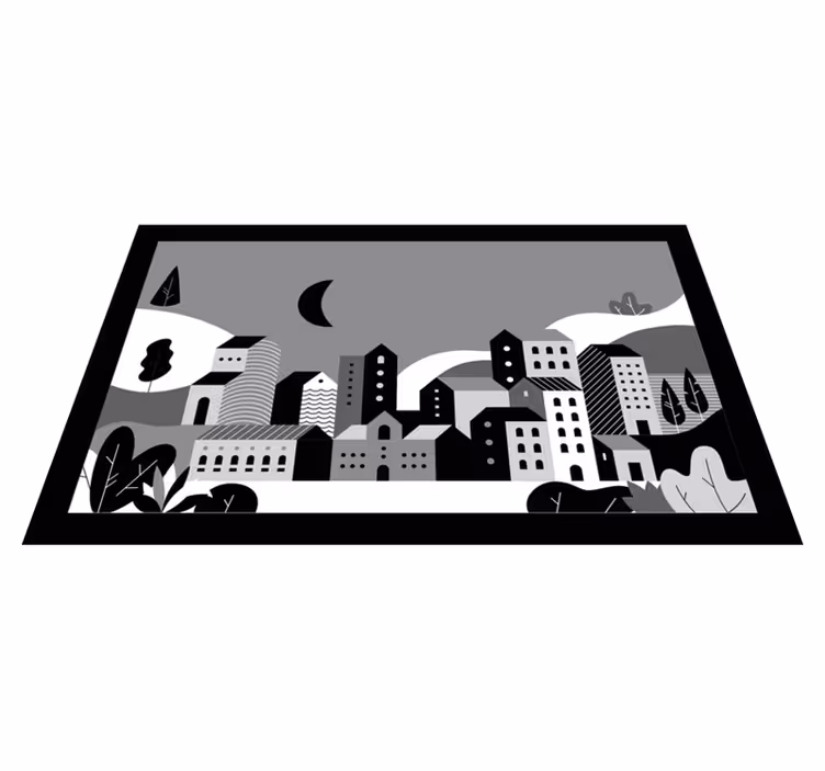 Cityscape Black and White modern rug - TenStickers