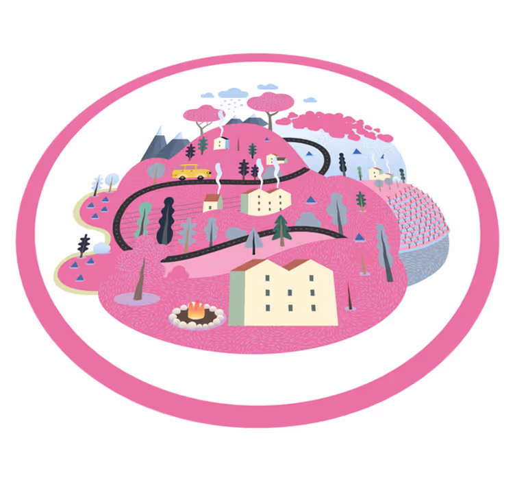 Colorful Village Scene road map rug - TenStickers