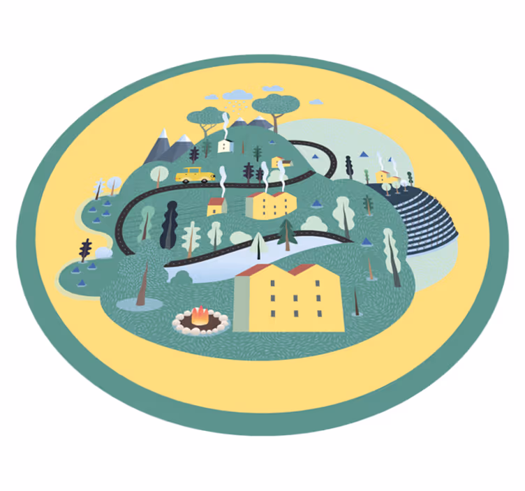 Playful Landscape Journey road map rug - TenStickers